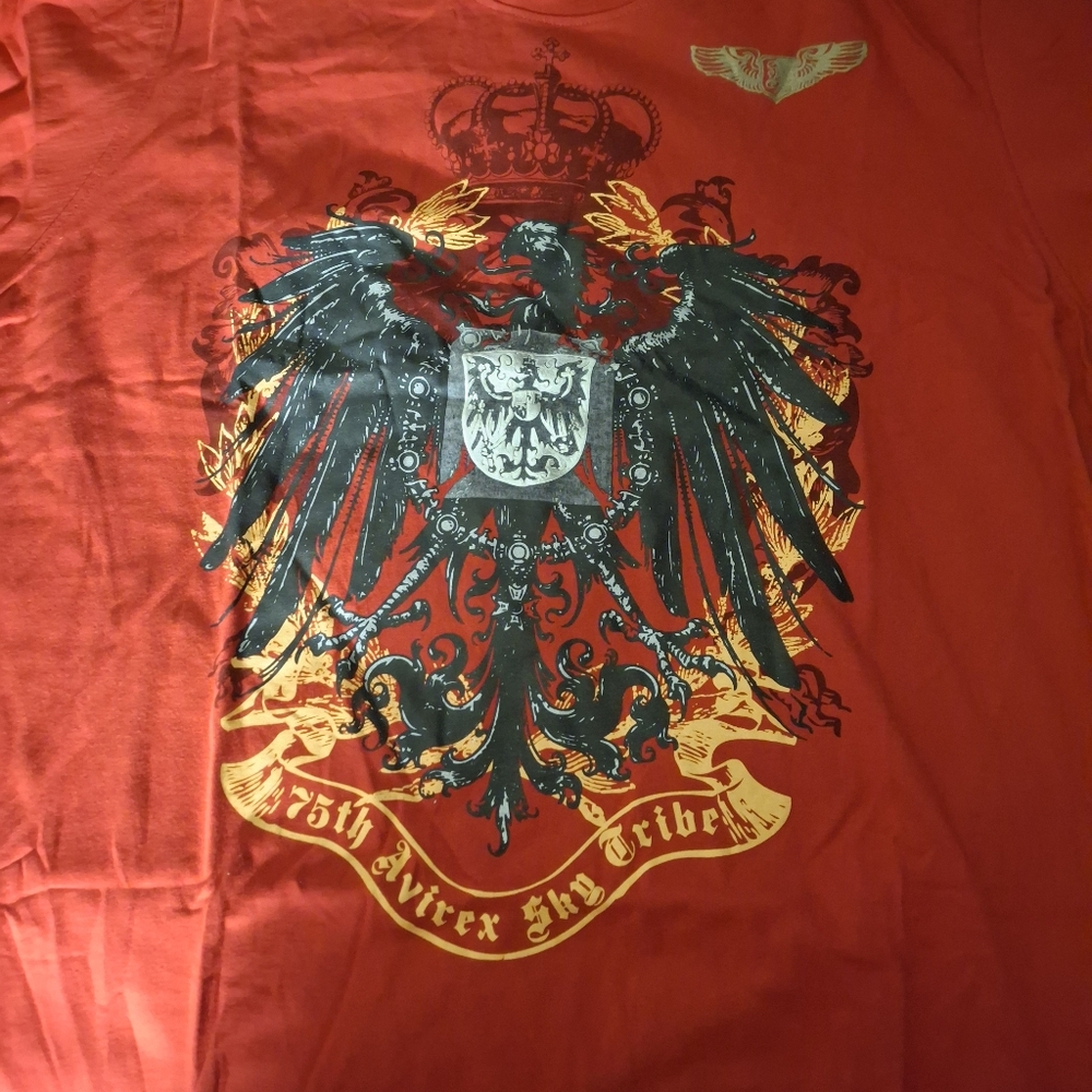 New Men's Avirex Long Sleeve T-shirt With Thermal Sleeves - Red Size 3Xl
